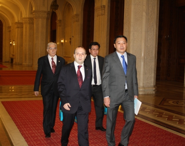 Europe`s President-Anton Caragea, H.E. Ambassador Daulet Batrashev, Yerzhan Bertayev and Academician Mircea Constantinescu